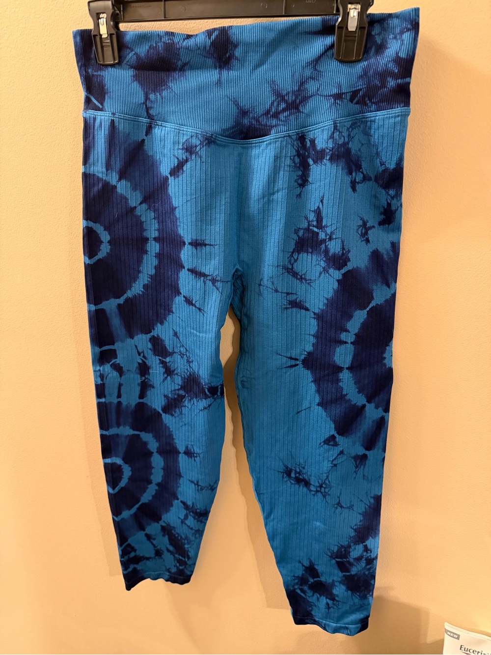 PINK Victoria's Secret Blue Tie-Dye Ribbed Leggings size XL